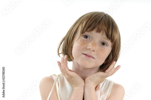 smiling girl playing with hands