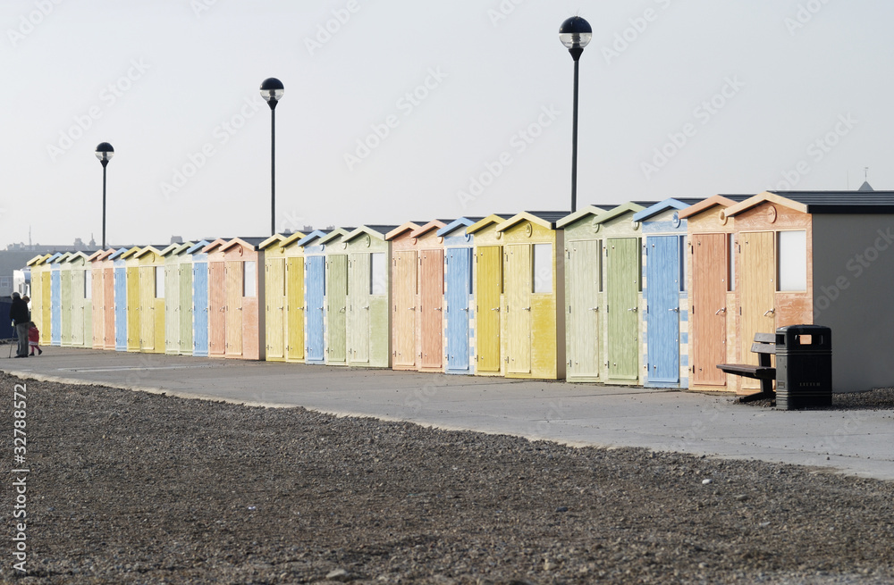 Beach huts at Seaford. East Sussex. England