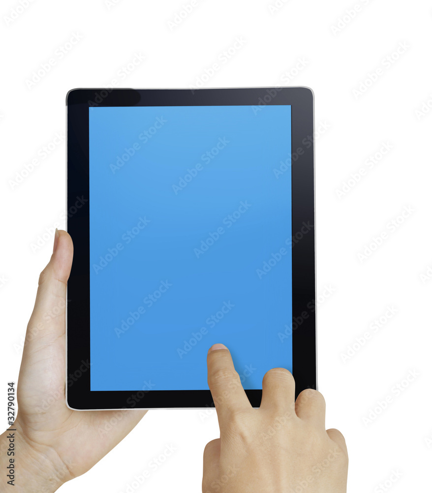 hand holding a touchpad pc