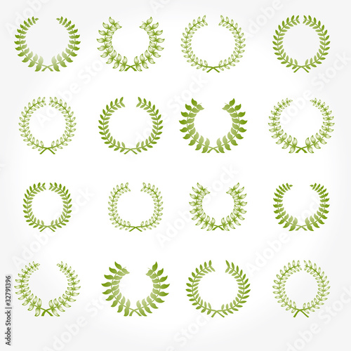Vector version. Set of laurel wreaths crown.