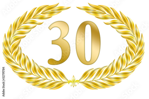 jubiläum 30 button lorbeer schleife geburtstag gold