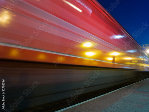 red speeding train blur
