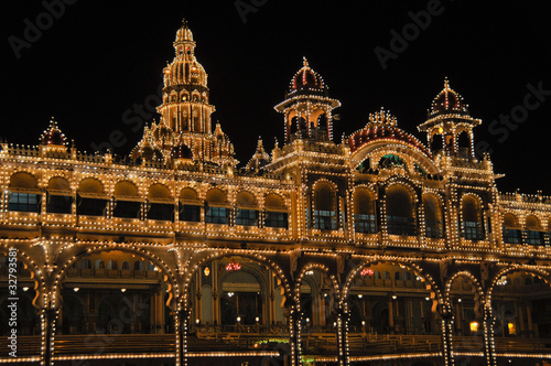 The Mysore Palace at night