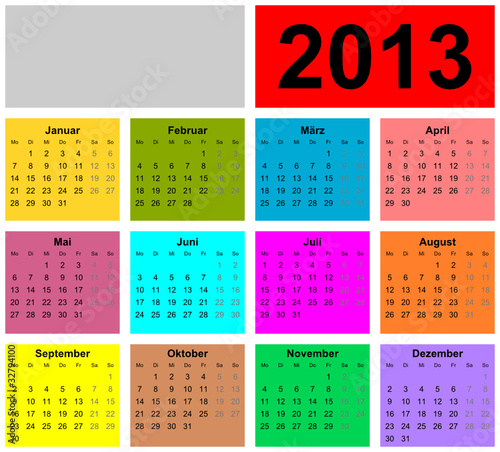 Farbenfroher Kalender 2013 (deutsch)