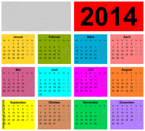 Farbenfroher Kalender 2014 (deutsch)