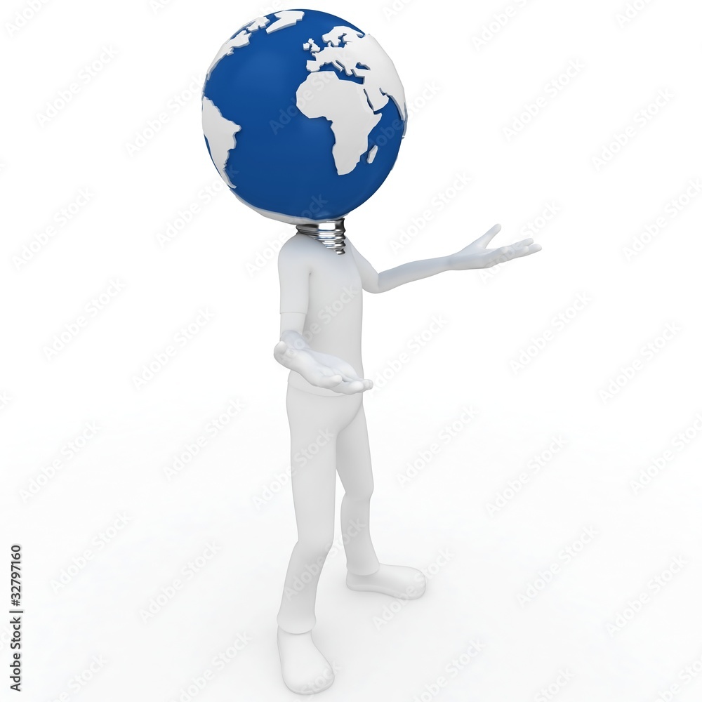 3d man with globe