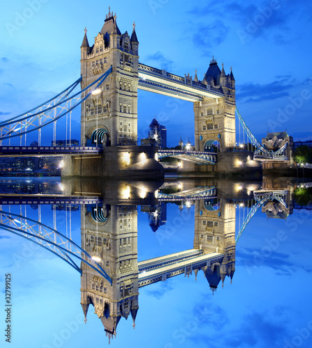 Photography Tower Bridge at night in  London, UK
