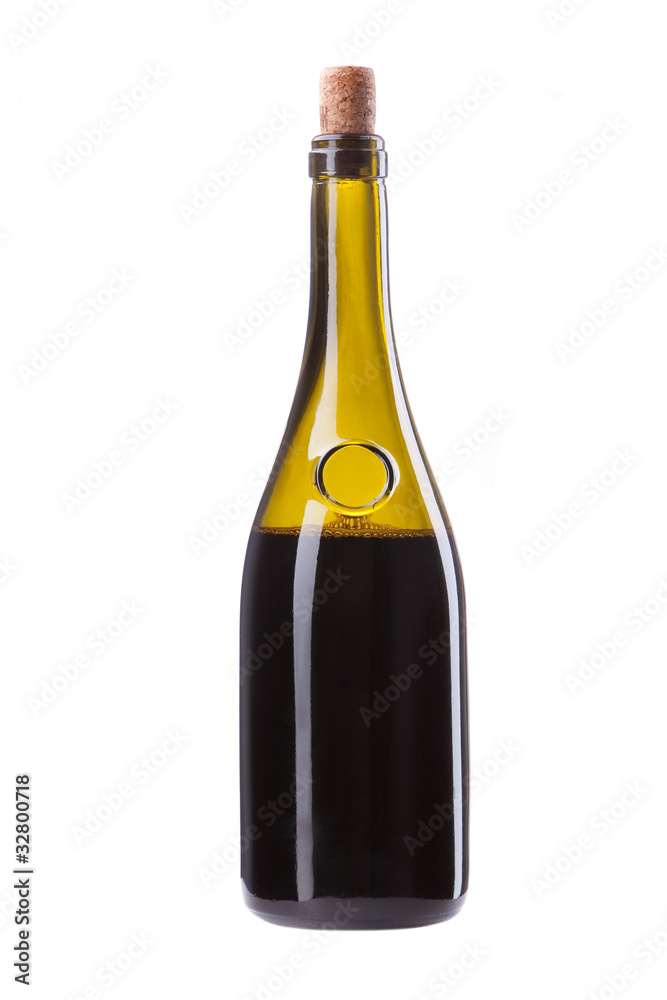 One incomplete bottle of wine isolated on white One incomplete bottle of wine isolated on white