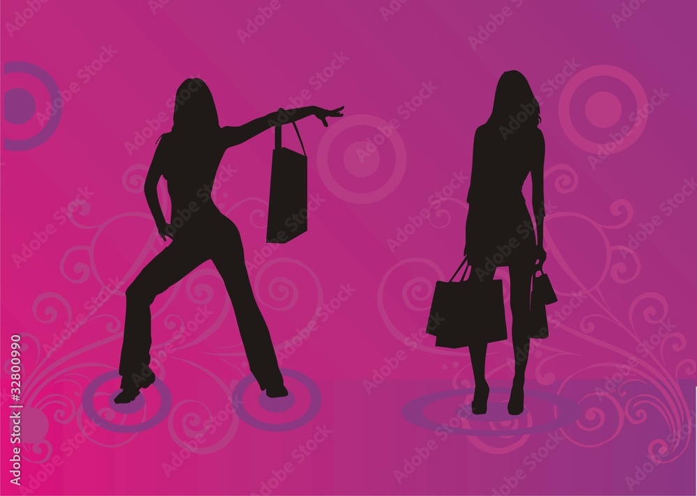 silhouette women in shopping
