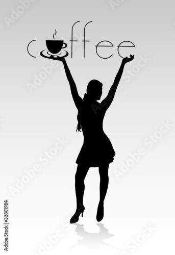 girl black silhouette hold coffee