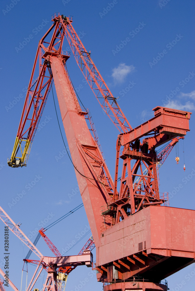 Red dockside crane