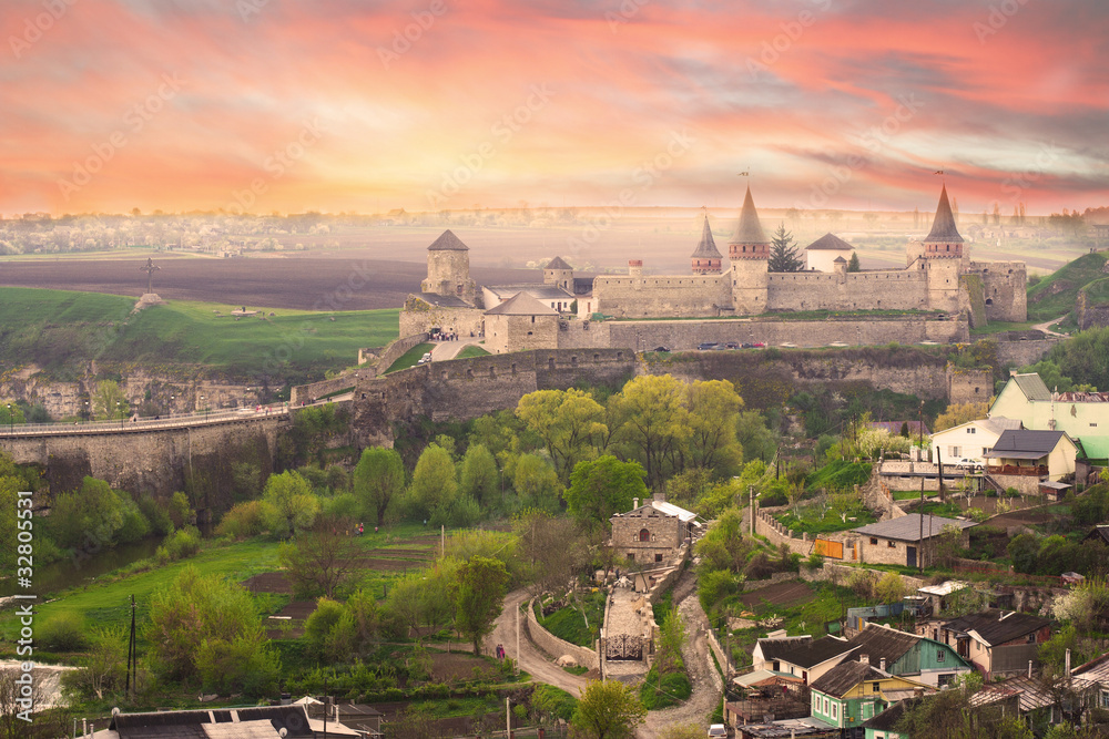 Dramatic view on the castle in Kamianets-Podilskyi
