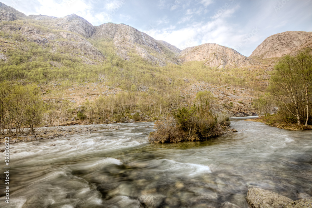 panoramic view over a river flow panoramic view over a river flow
