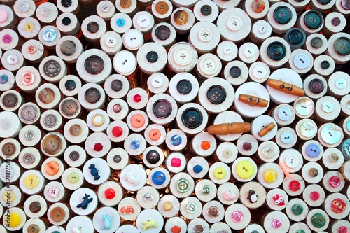 buttons in haberdashery retail shop colorful pattern photo