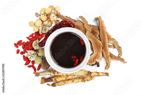 Obraz na plátně Chinese traditional herbs and medicine