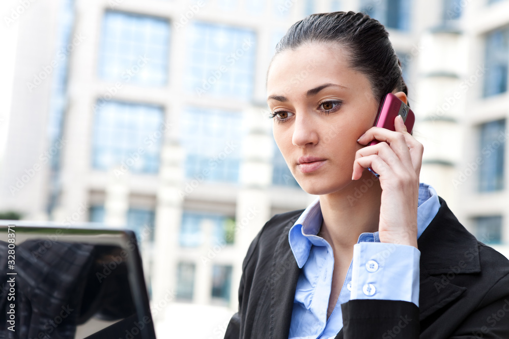 caucasian businesswoman talking on the phone caucasian businesswoman talking on the phone