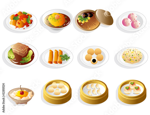 cartoon chinese food icon set