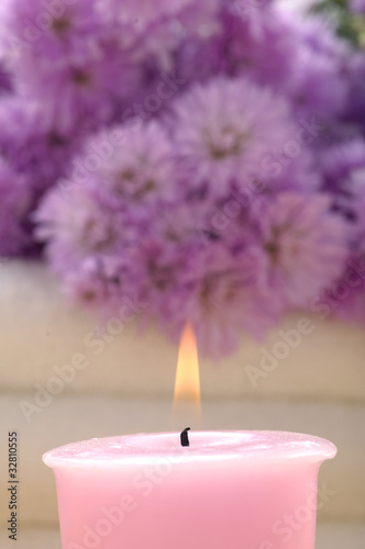 Spa set – pink flowers and aroma candles,