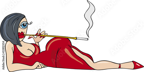 Sexy Woman in Red Dress