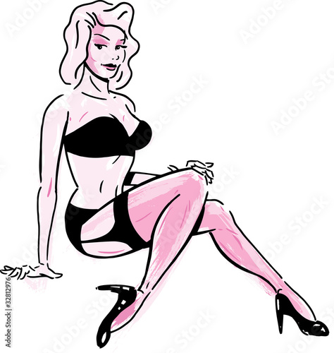 Sexy Female wearing stockings and suspenders