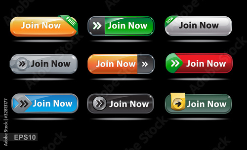 Web buttons collection. Join now. EPS10