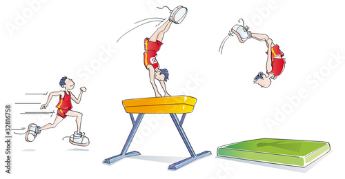 Sequences of a Funny man doing artistic gymnastics