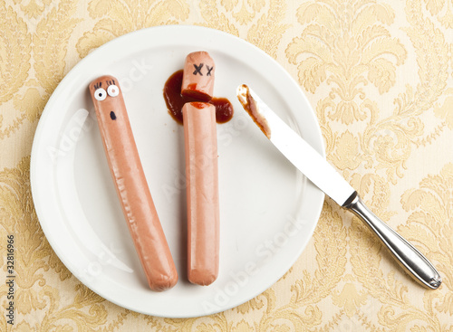 Obraz na plátně funny picture of murdered hotdog