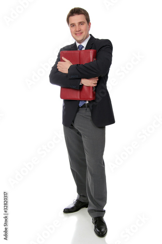 business man wearing dark suit, isolated over white background