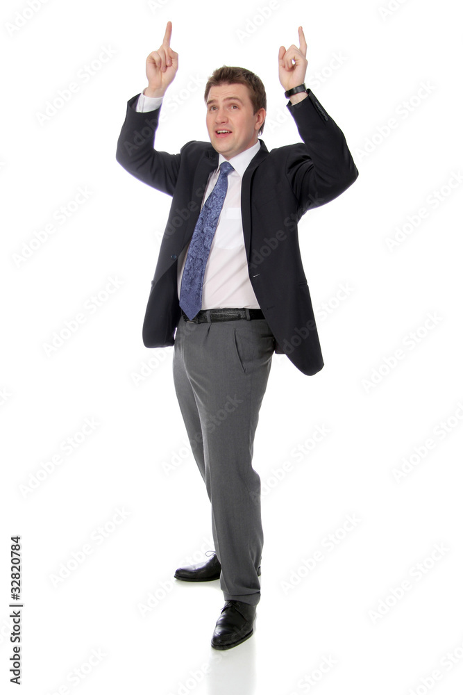 business man wearing dark suit, isolated over white background business man wearing dark suit, isolated over white background