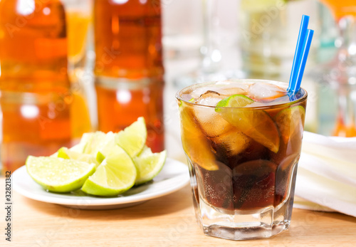 cocktail with lime and cola