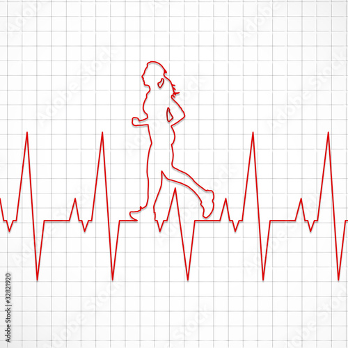 Electrocardiogram of a woman running # Vector