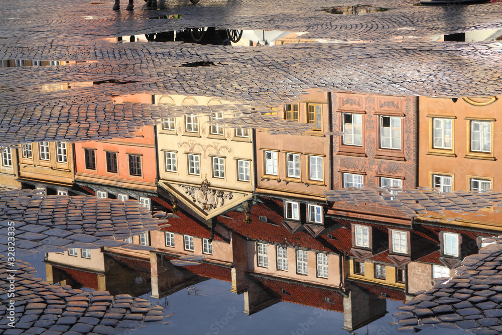 Warsaw - Old Town rain reflection