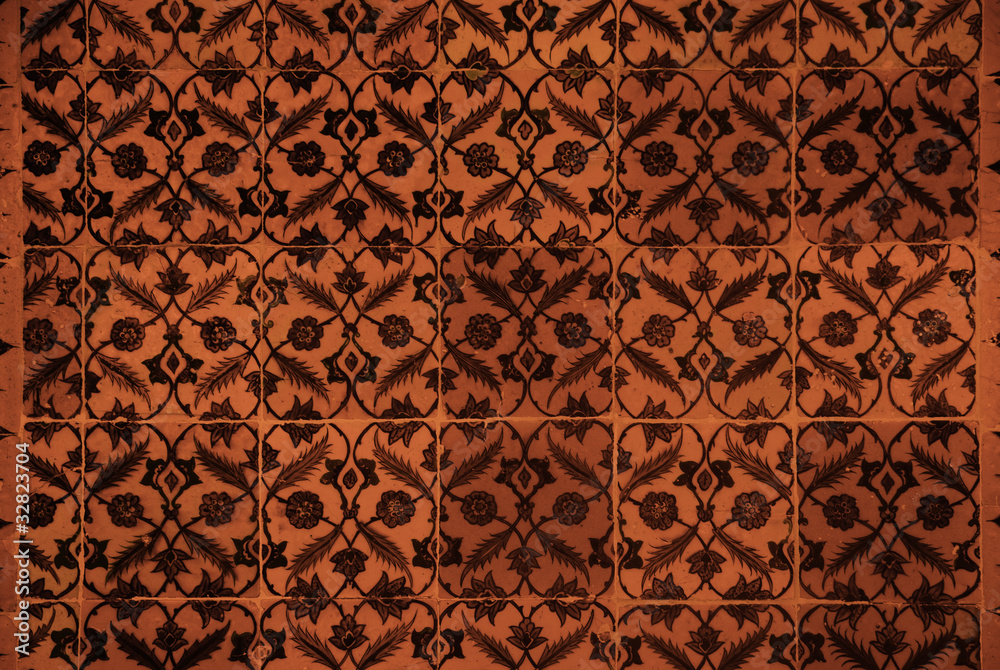 Ancient Iznik Tiles with Floral Pattern