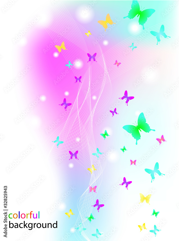 Abstract colorful background with butterflies Abstract colorful background with butterflies