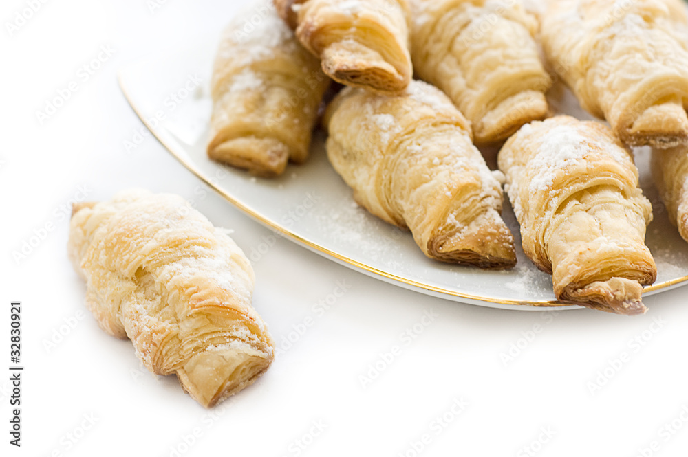 French croissants sugar powdered