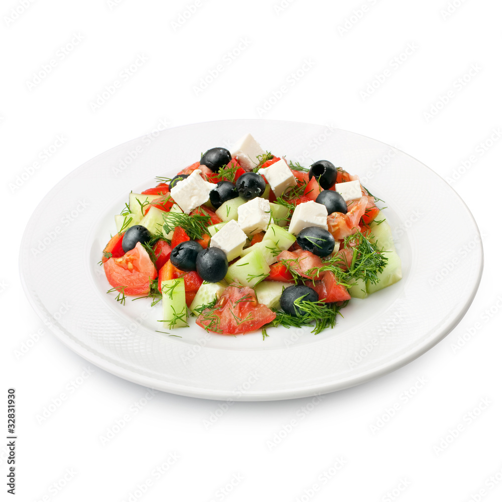 Healthy food fresh vegetable salad on a plate Isolated