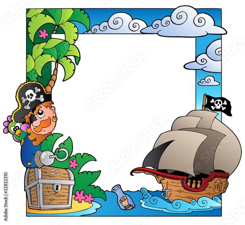 Frame with sea and pirate theme 2