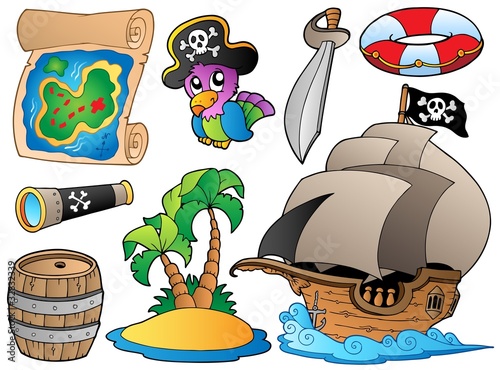 Set of various pirate objects photo