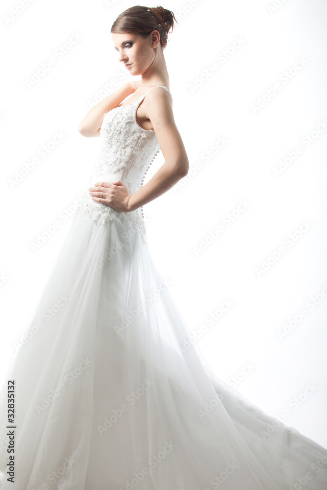 beautiful  bride in a luxurious wedding dress