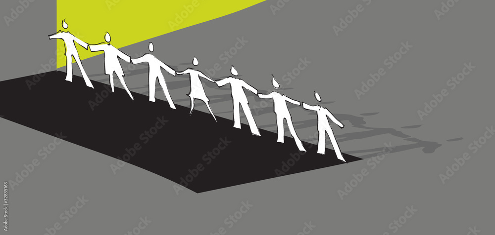 Obraz premium Chain of people, icon (stylized simplified painterly style)