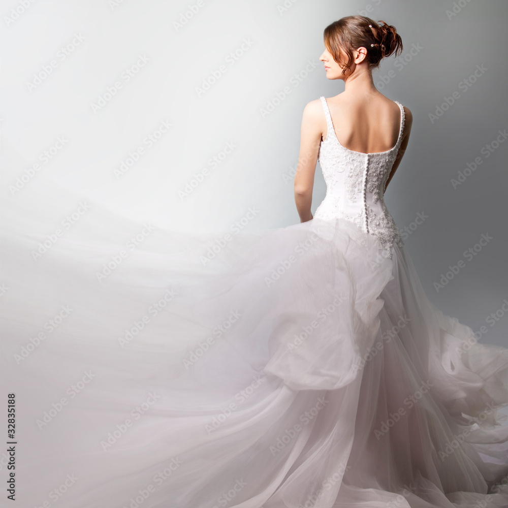 beautiful  bride in a luxurious wedding dress