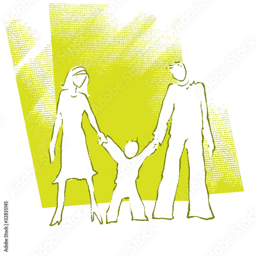 Family icon, simple painterly linear drawing
