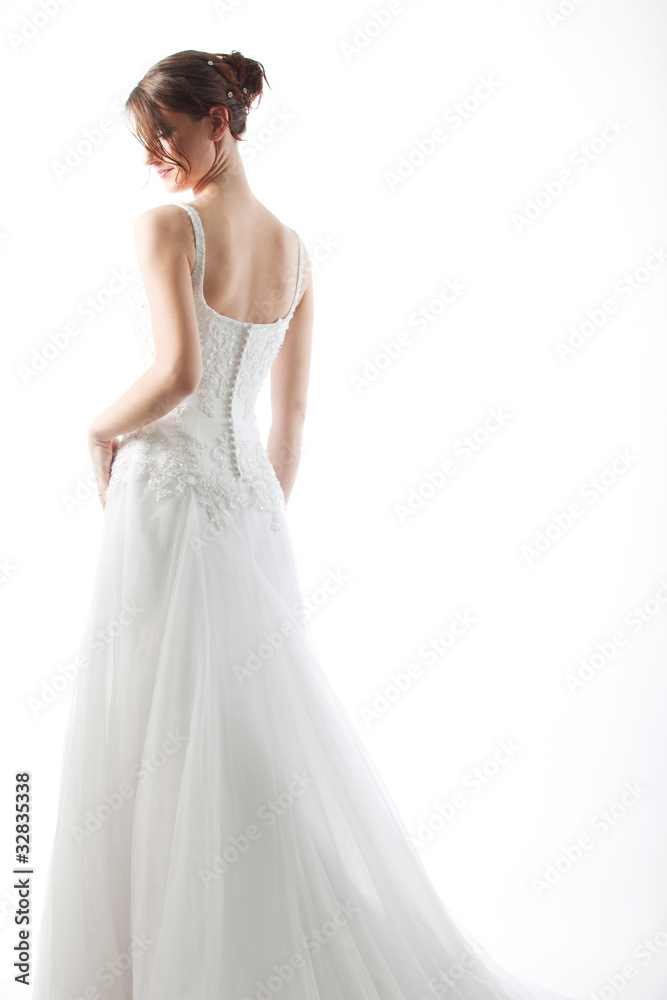 beautiful  bride in a luxurious wedding dress