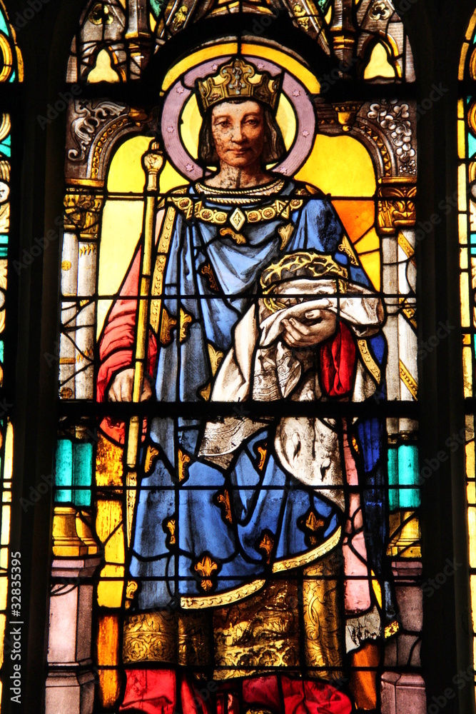 Roi de France, vitrail de l'église Saint-Germain-l'Auxerrois à Paris