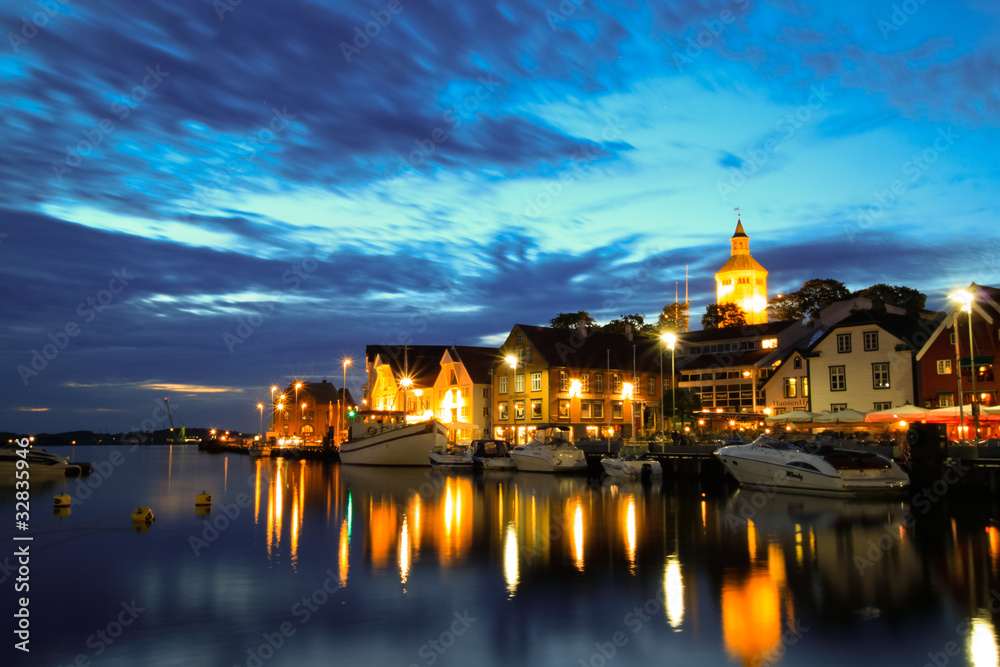 norwegian city at midnight