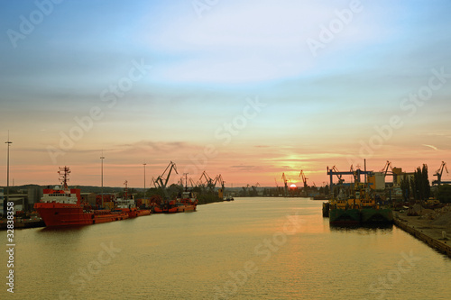 Port at sunset