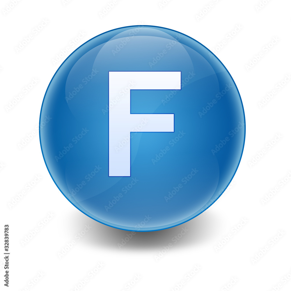Esfera brillante azul con letra F Esfera brillante azul con letra F