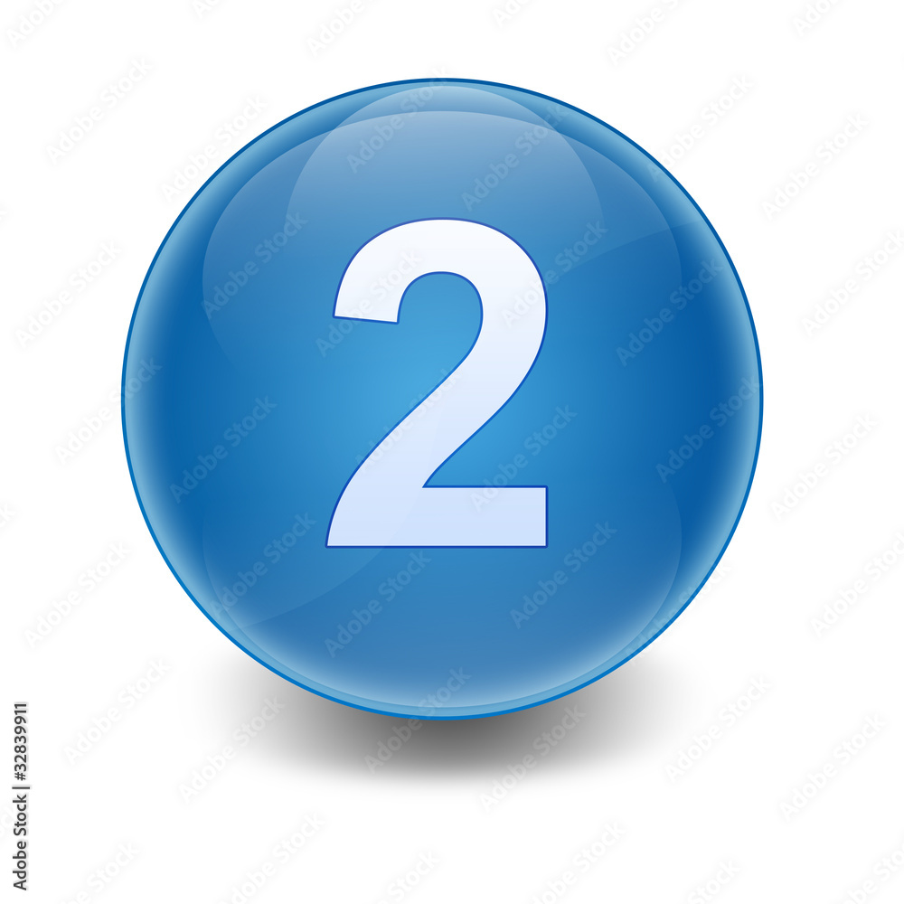 Esfera brillante azul con numero 2 Esfera brillante azul con numero 2