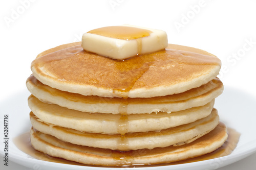 pancakes with butter and syrup