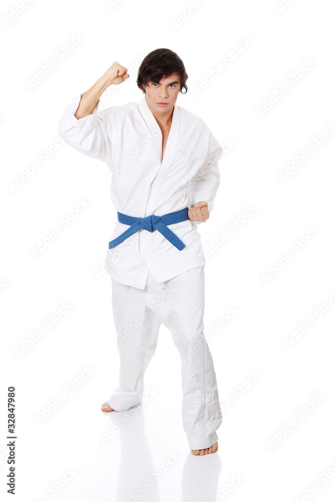 Karate. Man in a kimono.